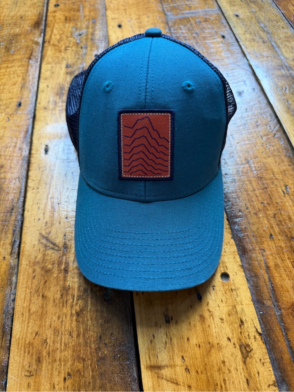 Rocky Mountain National Park teal/navy Blue Mesh Baseball Cap with Orange Accent